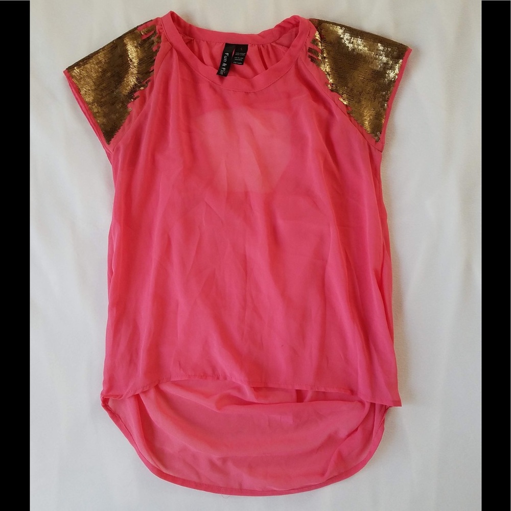 Coral and gold top